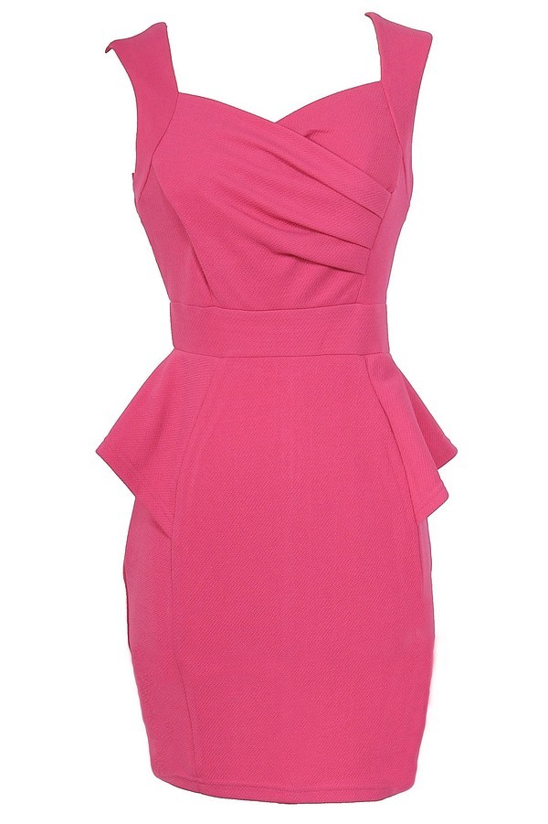 Network The Room Matelasse Peplum Dress in Hot Pink Lily Boutique