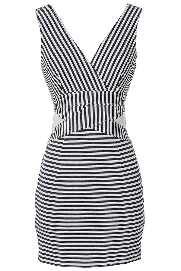 Fine Lines Navy and White Stripe Bodycon Dress Lily Boutique