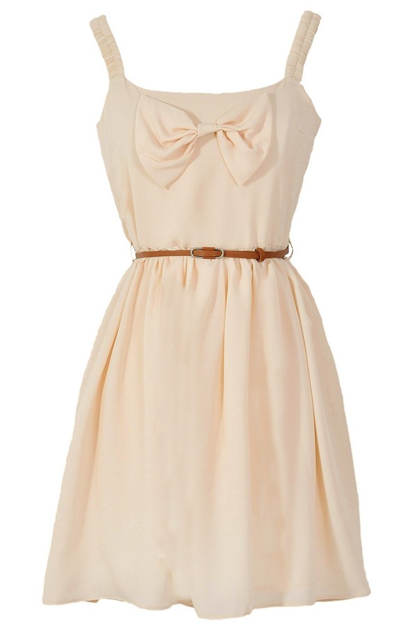 Country Concert Bow Front Dress in Cream Lily Boutique