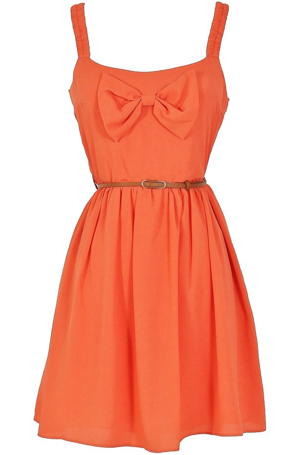 Country Concert Bow Front Dress in Rust Coral - WHAT'S NEW Lily Boutique