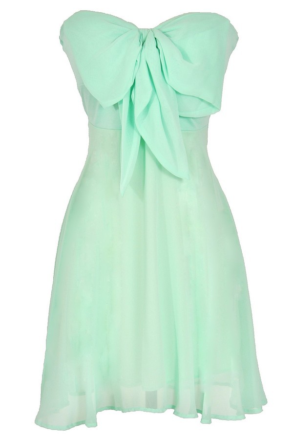Oversized Bow Chiffon Dress in Mint Lily Boutique