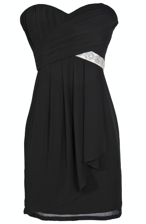 Black Tie Optional Strapless Embellished Designer Dress in Black Lily ...
