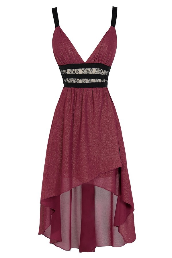 Maricela Shimmer Contrast High Low Dress in Magenta Lily Boutique