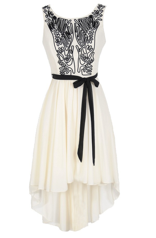 Scribble Out High Low Dress in Ivory Lily Boutique