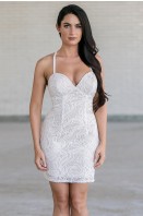 Ivory Lace Bodycon Cocktail Dress, Cute Ivory Lace Dress Online