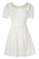 Daring and demure red lace peter pan collar dress discount