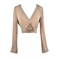 Cute Beige Top, Beige Crop Top, Cute Crop Top, Cute Midriff Top, Cute Summer Top, Cute Embellished Top
