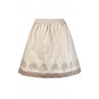 Beige A-Line Skirt, Cute Beige Skirt, Beige and Bronze Skirt, Beige Embroidered Skirt, Cute Fall Skirt, Cute Summer Skirt, Metallic Embroidered Skirt, Cute Beige Skirt