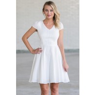 Cute White A-Line Party Rehearsal Dinner Dress