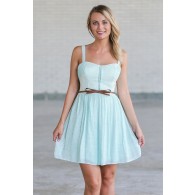 Cute Mint Green Belted Summer Dress