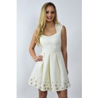 Ivory Metallic A-Line Party Rehearsal Dinner Dress