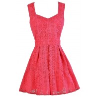 Hot Pink Lace Dress, Hot Pink A-Line Lace Dress, Hot Pink Party Dress, Cute Summer Dress, Hot Pink Cocktail Dress