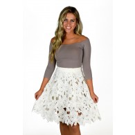 Cute Ivory A-Line Crochet Lace Skirt