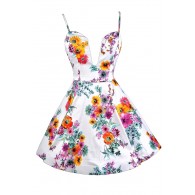 Lovecat Floral Print Dress, Floral Print Sundress, Floral Print A-line Dress, Plunging Neckline Floral Print Dress, Cute Summer Dress, Cute Sundress, Floral Print Sundress, Plunging Neckline Floral Print Sundress