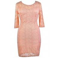 Peach Plus Size Lace Dress, Cute Plus Size Dress, Plus Size Party Dress, Pink Plus Size Lace Dress