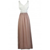Pink and Ivory Maxi Dress, Blush and Ivory Maxi Dress, Cute Maxi Dress