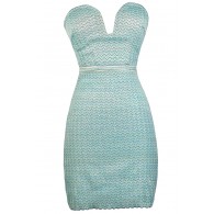 Aqua and Lime Bodycon Dress, Chevron Bodycon Dress, Plunging Neckline Bodycon Dress, Cute Party Dress