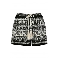 Cute Shorts, Black and Ivory Printed Shorts, Black and Ivory Pattern Shorts