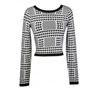 Black and Ivory Houndstooth Top, Cute Two Piece Outfit, Cute Fall Outfit