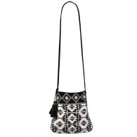 Black and Ivory Aztec Beaded Crossbody Purse