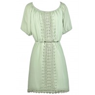 Cute Mint Sundress, Cute Summer Dress, Mint Sage Crochet Lace Dress