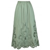 Sage Green Lasercut Midi Skirt, Sage Green Longer Length Skirt, Cute Sage Green Skirt