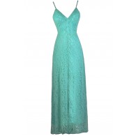 Jade Lace Maxi Dress, Teal Green Lace Maxi