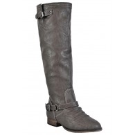 Grey Riding Boots, Cute Fall Boots, Red Zipper Boots