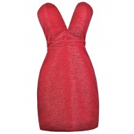 Red Strapless Cocktail Party Holiday Dress