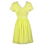 Yellow Lace Dress, Cute Yellow Dress, Yellow Bridesmaid Dress