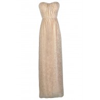 Cream and Gold Maxi Dress, Cute Cream Dress, Beige Maxi Dress