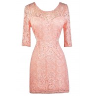 Pale Pink Lace Dress, Pink Lace Bodycon Dress, Cute Pink Dress