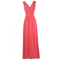Hot Pink Lace Maxi Dress, Cute Pink Lily Boutique Dress, Hot Pink Maxi Bridesmaid Dress