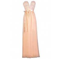 Strapless Pink Maxi Dress, Pink Maxi Bridesmaid Dress, Pink Lace Maxi Dress