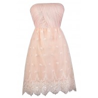 Blush Pink Strapless Dress, Pale Pink Bridesmaid Dress, Cute Pink Dress