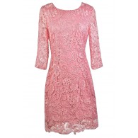 Pink Crochet Lace Dress, Cute Pink Dress, Pink Lily Boutique Dress