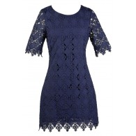 Navy Lace Sheath Dress, Cute Navy Dress, Online Boutique Dress