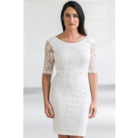 In Awe Of You Lace Pencil Dress in Ivory