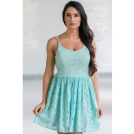Spring Forward Mint and Beige A-Line Lace Dress