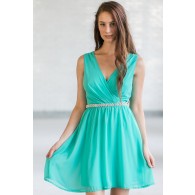 Delicate Balance Pearl Embellished Dress in Jade