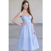 Pale Blue Midi Sundress, Cute Summer Dress, A-Line Sky Blue Dress