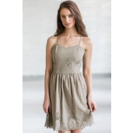 Cute Olive Green Eyelet Dress, Olive Green Summer Dress, Cute Sundress, Online Boutique Dress