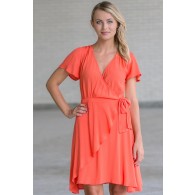 Island Fever Wrap Dress in Orange