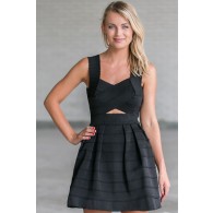 Banded Together Cutout A-Line Dress in Black