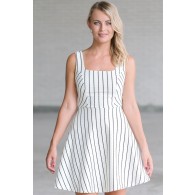 Black and White Striped Summer A-Line Dress