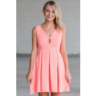 Ashton A-Line Dress in Coral