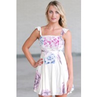 Cute Floral Print Sundress, Watercolor Print Dress, Cute Summer Dress Online