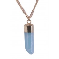 Pale Blue and Gold Crystal Pendant, Cute Online Boutique Jewelry, Boho Necklace