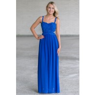 Bright Royal Blue Lace Maxi Dress, Juniors Boutique Maxi Online, Cute Summer Maxi