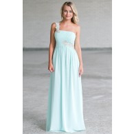 Cute Mint Maxi Bridesmaid Dress Online, Mint Formal Prom Dress